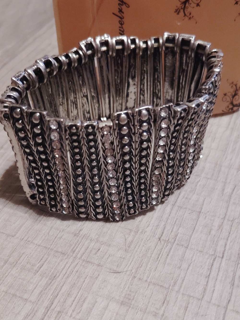 Silver-Tone Crystal Stretch Bracelet - Elegant Statement